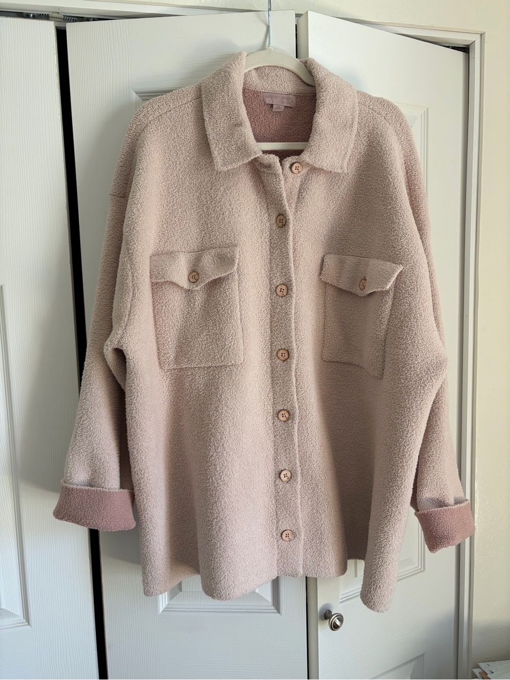 Barefoot Dreams Blush Teddy Button-Front Jacket